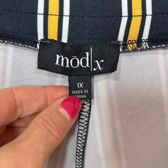 Mod X Striped Flowy Pants Size 1X Elastic Waist - Picture 7 of 8